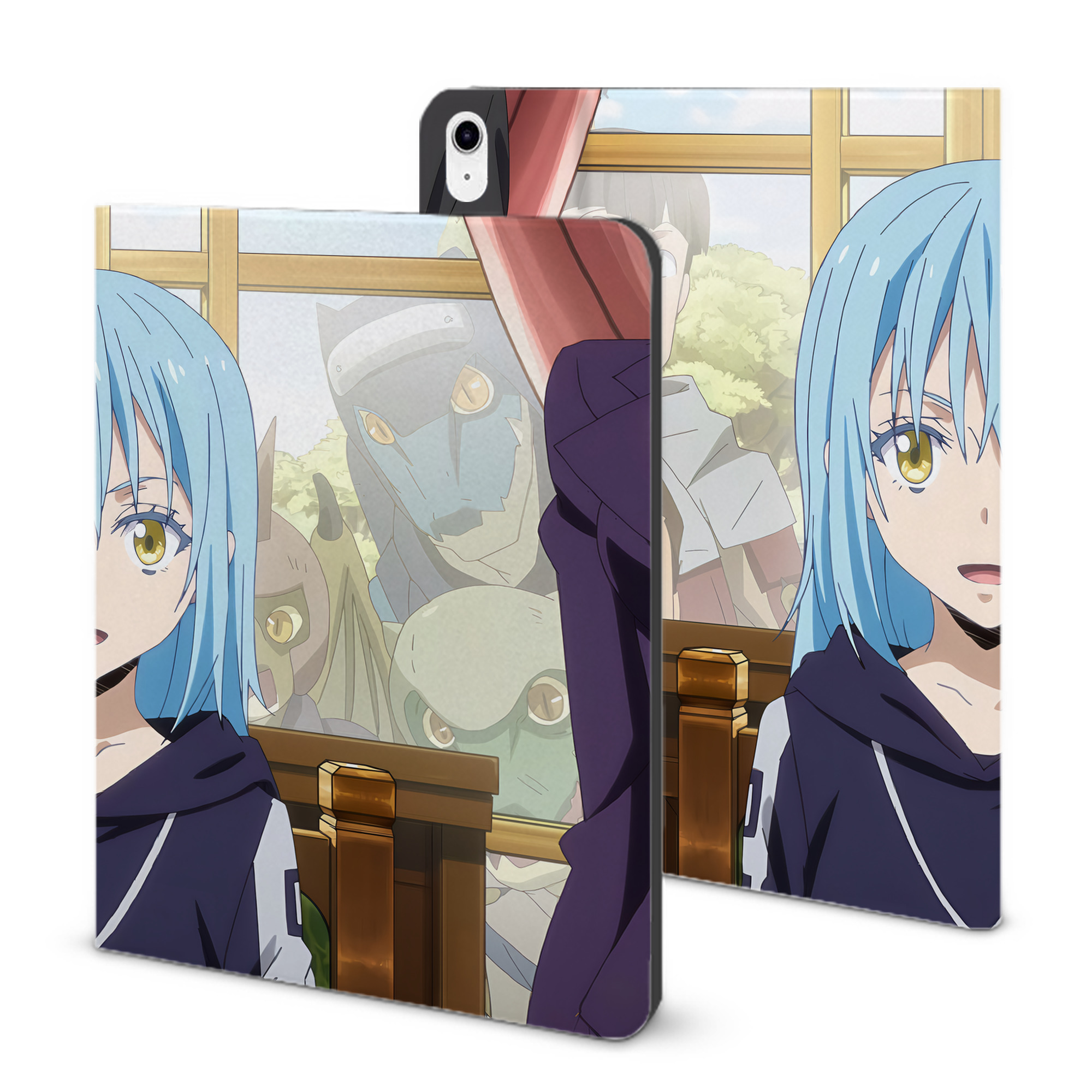 （画像用） 転スラ Regarding Reincarnated to Slime IPad ケース ブック型 PUレザー TPU 耐衝撃 軽量 薄型 ペン収納なし 全面保護 IPad 各モデル対応